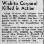 Newspaper article announces the death of PFC Charles Falwell