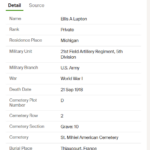 Pvt Lupton Headstone Record