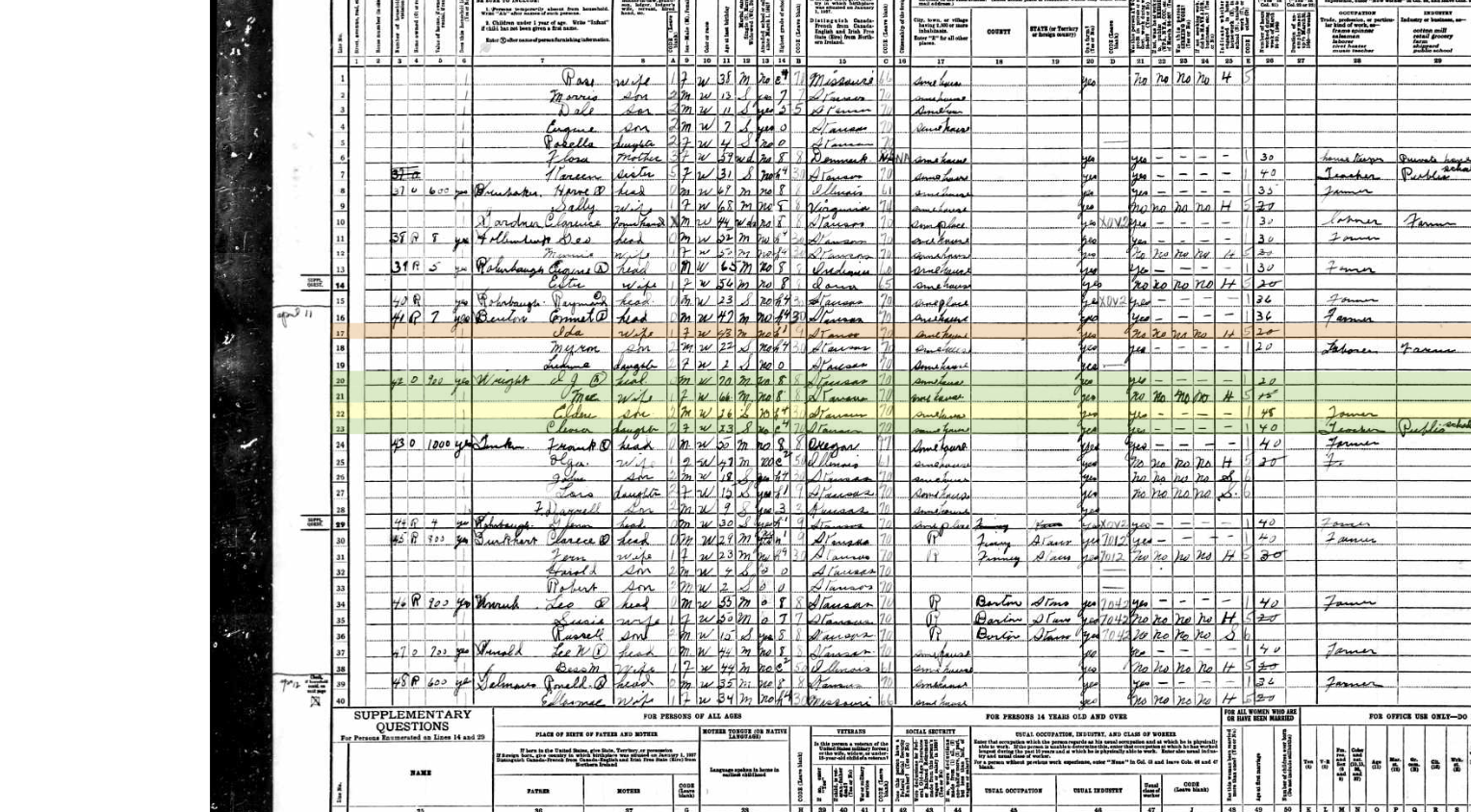 SGT Elden Wright - 1940 Census