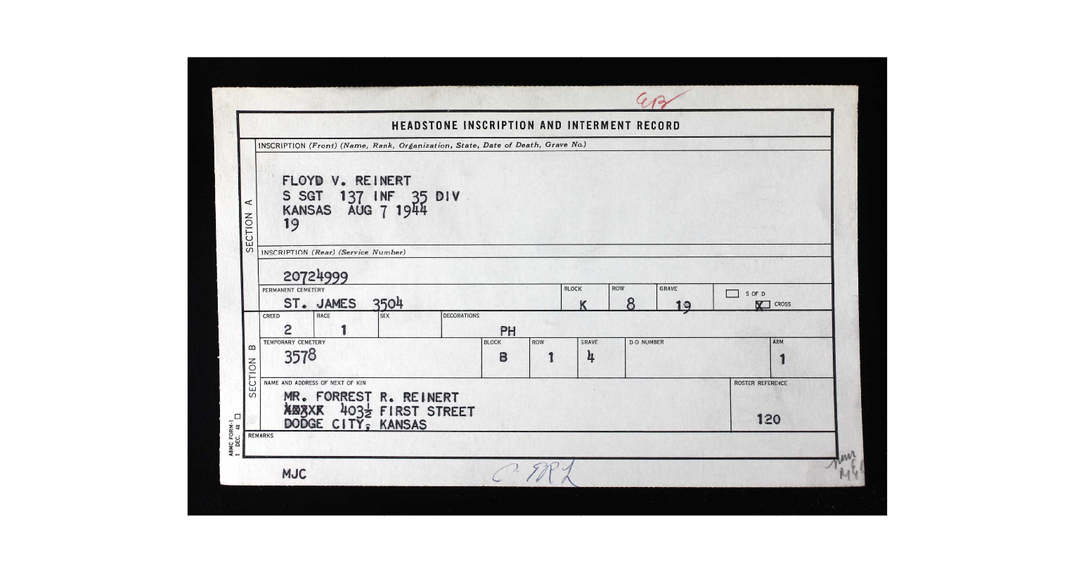 Reinert Headstone App