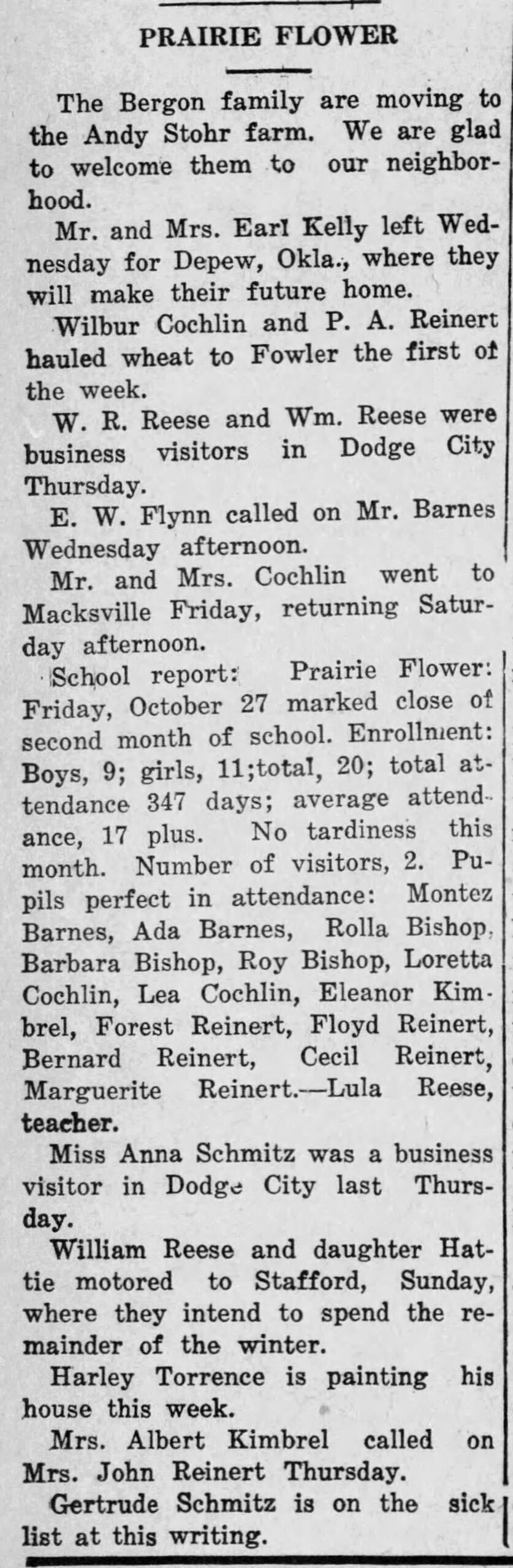 Floyd Reinert is recognized for perfect attendance in the Dodge City Journal Newspaper